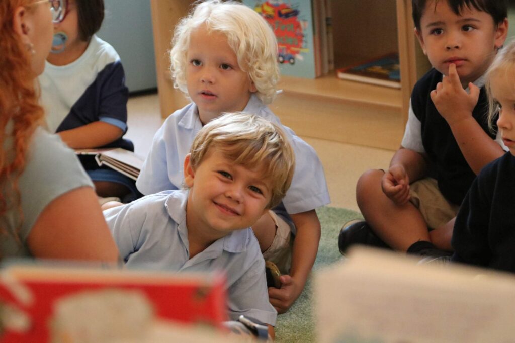 Early Years children in the school library