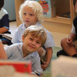 Early Years children in the school library