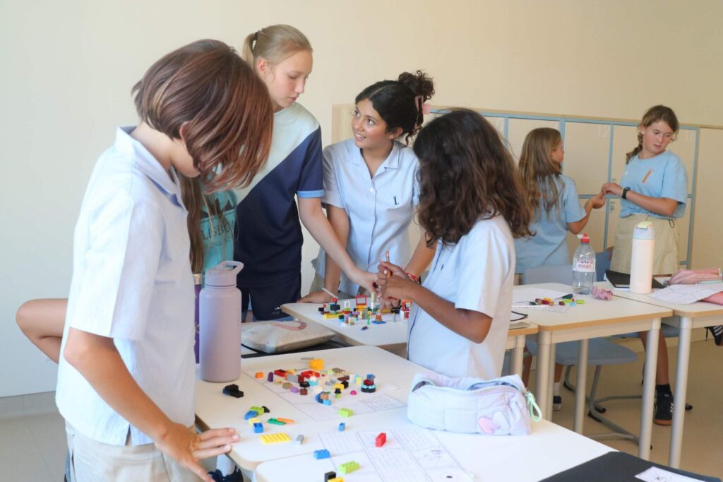 Secondary students working in groups