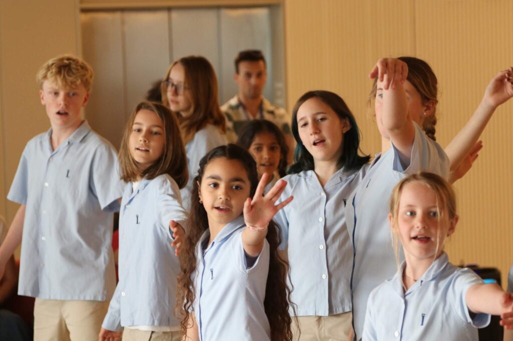 Students singing together