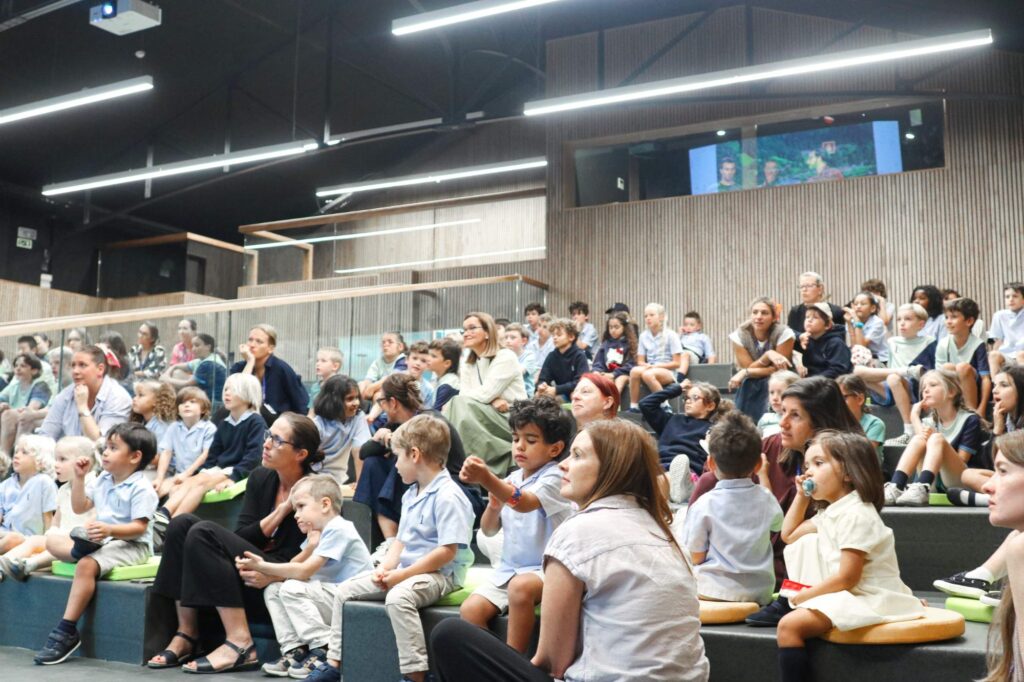 Whole-school assembly in the Lisboan hall