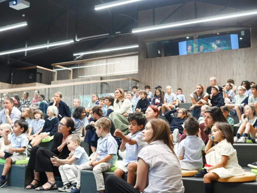 Whole-school assembly in the Lisboan hall